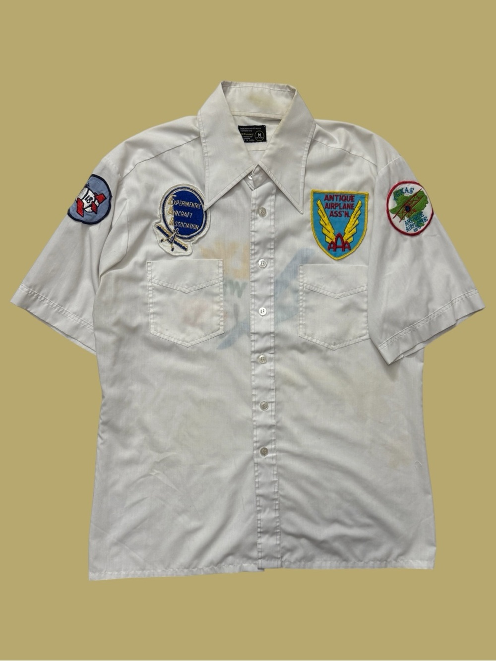 Vintage 70’s Handmade Patch Aviation Button Up